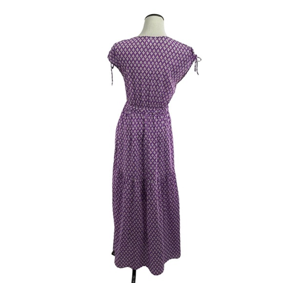 Xirena Purple Clover Cecily Printed Cotton Tiered Midi Maxi Dress XS - Picture 9 of 12